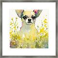 Chihuahua In A Flower Field 6 Framed Print