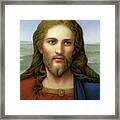 Christ In Red And Blue Framed Print