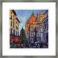 Christmas In Florence Textured Impressionism Knife Oil Painting Mona Edulesco Framed Print
