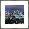 Cincinnati Skyline At Night Photo Framed Print
