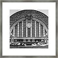 Cincinnati Union Terminal Station Panorama In Black And White Framed Print