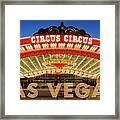 Circus Circus Casino Outside Main Entrance At Dusk Post Card Framed Print