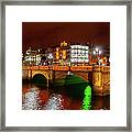 City Of Dublin In Ireland By Night Framed Print
