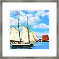 Classic Tall Ship In Boston Harbor Framed Print