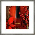 Classic Violin And Pointsettia Framed Print