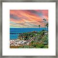 Cliffs Beach Sunset Sea Framed Print