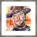 Clint Eastwood Watercolor Framed Print