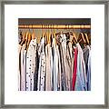 Clothes On Rail In Shop, Close-up Framed Print