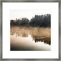Clouds Of Mist Over The Watershed Of National Park River Danube Wetlands In Austria Framed Print
