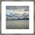 Cloudy San Francisco Skyline And Bay Bridge Framed Print