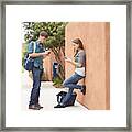 College Students At Campus Framed Print