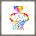 Color Splash Basketball And Hoop Framed Print
