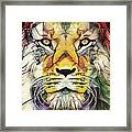 Colorful African Lion Portrait Wildlife Pop Art Framed Print