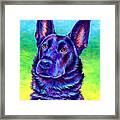 Colorful Black German Shepherd Dog Framed Print
