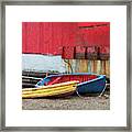 Primary Colors-colorful Dinghies At Low Tide Framed Print