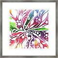 Colorful Floral Design With Leaves Berries Flowers Pattern V Framed Print
