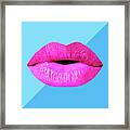 Colorful Lips Mask - Pink Framed Print