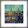 Colorful Paris Rooftops Stylized Palette Knife Oil Painting Mona Edulesco Framed Print