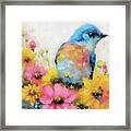 Colorful Spring Bluebird Framed Print