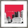 Columbus Skyline - Red Framed Print