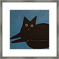 Comfy Black Cat Framed Print
