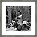 Construction Worker With The Rope Framed Print