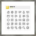 Contact Us - Thin Line Vector Icon Set. Pixel Perfect. Set Contains Such Icons As Home, Location, Feedback, Message, Support, Office, Mail. Framed Print