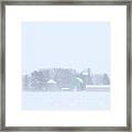 Cool Pastels - Pastel Colored Farm Buildings In A Wisconsin Snowstorm Framed Print