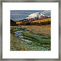 Cotopaxi Mountain Illuminated With The Light Of The Rising Sun Framed Print