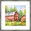 Country Barn In Spring Landscape Framed Print