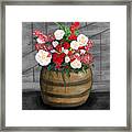 Country Flowers Barrel Framed Print