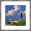 Cozumel Cruise Blues - Cruise Ship Off The Beach Of Cozumel Mexico With Blue Beach Umbrellas Framed Print