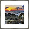 Cozumel Sunset On Beach With Anchor Rope Framed Print