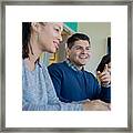 Creative Professionals Having Training Meeting In Board Room. Framed Print