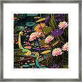 Creatures Of The Wetland Mysterious Black Water Framed Print