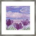Crocuses And Clouds Framed Print