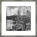Crystal Bridges Museum Riverscape In Black And White Framed Print