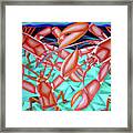 Cubist Painting Of Lobsters On The Ocean Floor Framed Print