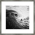 Curl - Big Wave Surfer Bw Framed Print