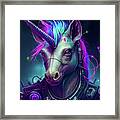 Cyberpunk Unicorn Portrait 01 Framed Print