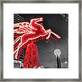 Dallas Red Pegasus And Reunion Tower - Selective Coloring Framed Print