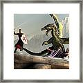 Damsel, Dragon, And Knight Framed Print