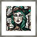 Dark Elements Stained Glass Portrait 3 Framed Print