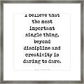 Darling To Dare - Maya Angelou Quote - Literature - Typewriter Print Framed Print