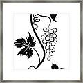 Decorative Stylized Grapevine With Grape Bunch And Three Leaves Framed Print