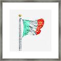 Digital Watercolor Painting Of Flag Of Italy Isolated On White Background Framed Print
