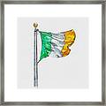 Digital Watercolor Painting Of Irish Flag Of Ireland Isolated Over White Background Framed Print
