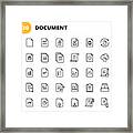 Document Line Icons. Editable Stroke. Pixel Perfect. For Mobile And Web. Contains Such Icons As Document, File, Communication, Resume, File Search, Analytics, Music, Video, Downloading, Uploading, Law, Image, Cloud, Writing. Framed Print