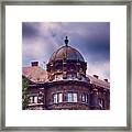 Domed Old Building With Dark Blue Stormy Clouds Framed Print