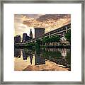 Downtown Cleveland Skyline At Sunrise Framed Print